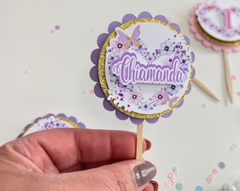 Topper per cupcake a forma di farfalla, compleanno a forma di farfalla, decorazioni per feste a forma di farfalla, festa a tema farfalla, tema del primo compleanno a forma di farfalla