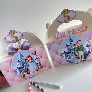Sophia die erste Box für Gastgeschenke, Sophia die erste Partydekoration, Sophia die erste Süßigkeitsbox, Sophia das erste Geburtstagsthema
