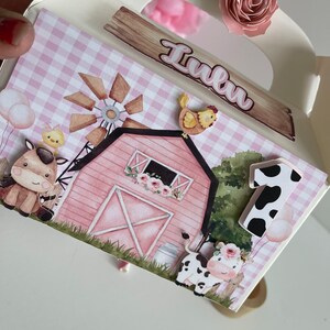 Girls farm favor box, Farm favor box, Farm birthday decorations, Farm birthday theme, Farm treat box