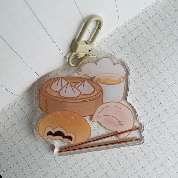 Dim Sum Acrylic Keychain, Har Gao Keychain, Dumpling Keychain, Dim Sum  Acrylic Charm, Chinese Food Keychain, Acrylic Charm, Dim Sum Key Ring