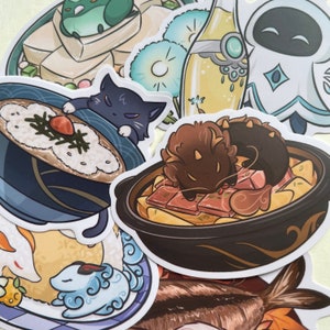 Genshin Specialty Dish Stickers - Zhongli, Xiao, Ganyu, Venti, Kazuha, Scaramouche, Wanderer, Ayaka, Wriothesley, Neuvillette, Al Haitham