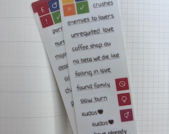 AO3 glitter sticker sheet, toploader deco sheet, fanfiction stickers