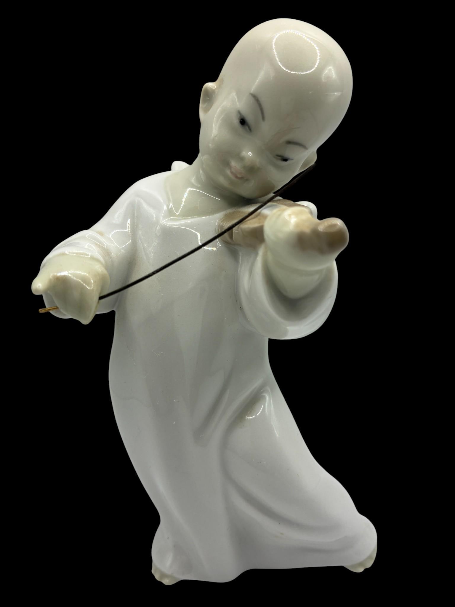 Lladro Asian Angel Boy Playing the Violin Porcelain Figurine. - Etsy
