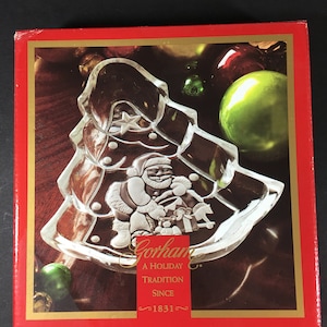 Gorham Christmas Holiday Traditions North Pole Express 8 1/2&quot;  Crystal Tree Treat Dish