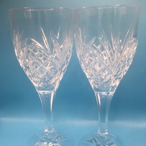 Set of 2 Shannon Crystal Godinger Dublin Stemmed wine and all purpose Goblets 8 1/4”.