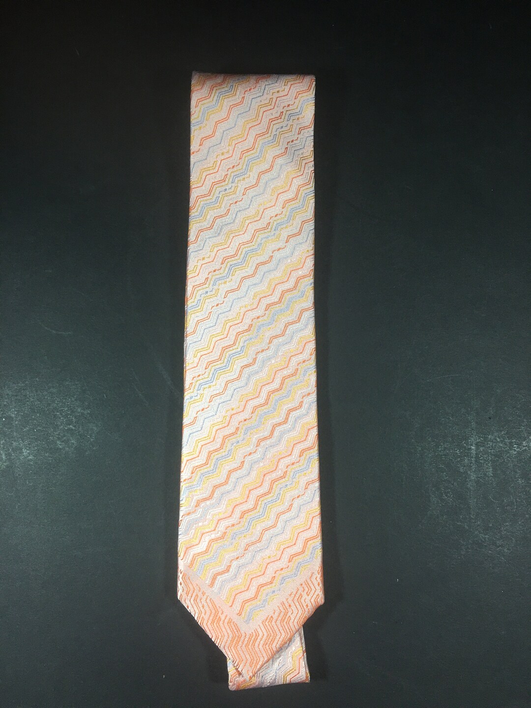 Steven Land the Big Knot Neckties handmade 100 Silk Zigzag Orange Etsy