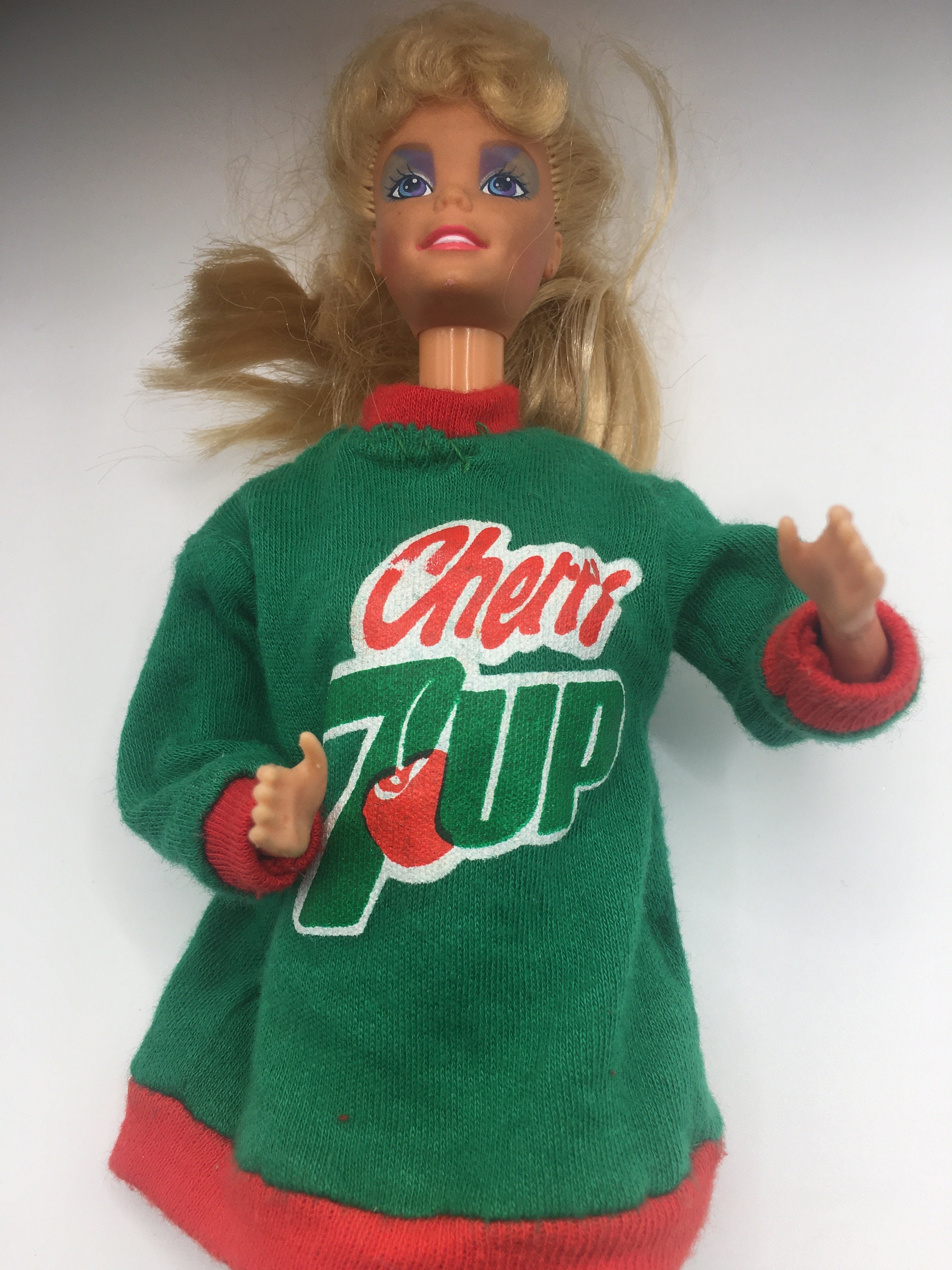 Vintage 1966 Mattel Barbie Fashion Doll in Cherry 7UP Outfit. Made