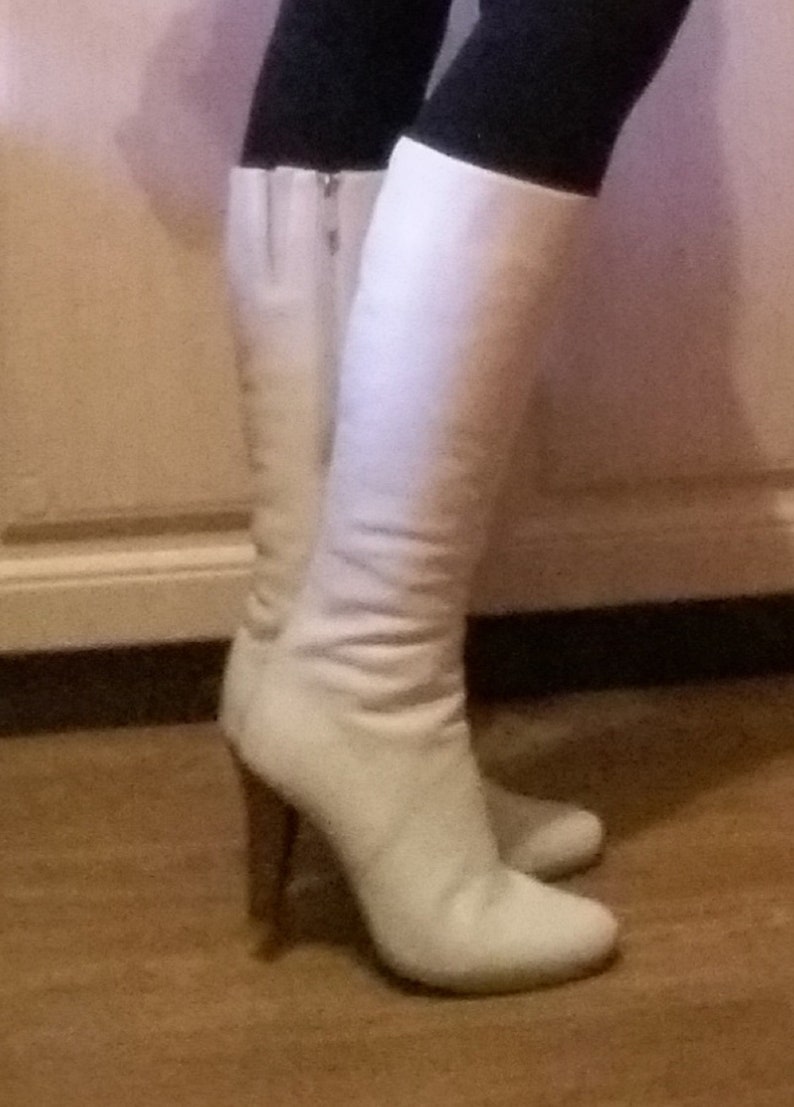 CASA delle Bambole Accessori Donna Scarpe Stivali Neri e Bianchi
