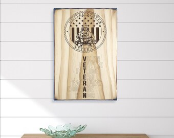 Personalized Military Veteran Gift - Veteran Plaque, Office Decor, Air Force, Navy, Armed Forces Sign, USMC Gift, Soldier Gift, Army Gifts