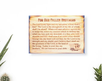 For Our Fallen Brothers Plaque - Vet, Veteran, Thank You, Brother, Memorial, Fallen Soldier, USA, Military, U.S. Flag, War Hero, POW, MIA