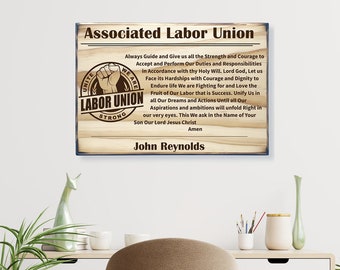 Personalized Associated Labor Union Plaque- Union Strong, Union Worker Gift, Support Unions, Wall Sign, Laborer, Union Pride, Proud Union