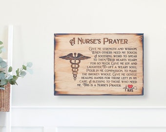 Personalized Nurse Prayer Sign - Prayer Plaque, RN Gifts, LPN Gifts, Nurse Graduation Gift, Gift for Caregiver, Nursing Student Gift