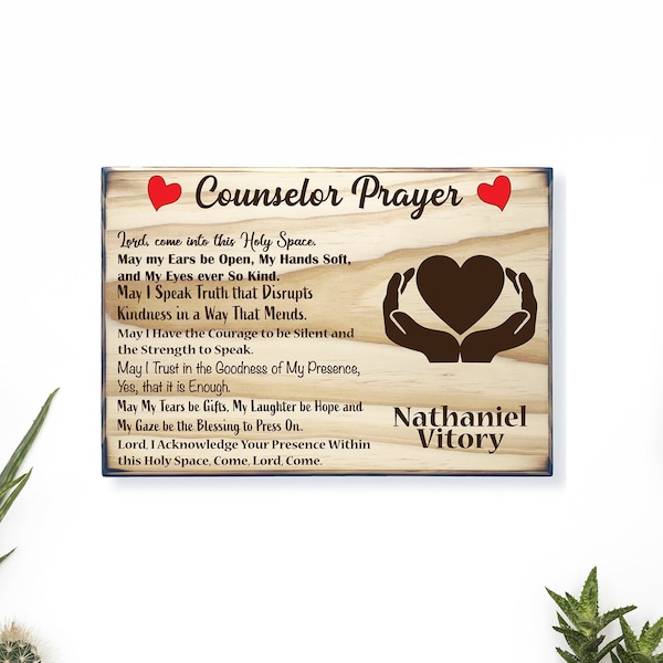 Personalized Counselor Prayer Plaque- Gift for Counselor, Therapist Gift, Mental Health Worker, Psychologist Gift, Counselor Thank You