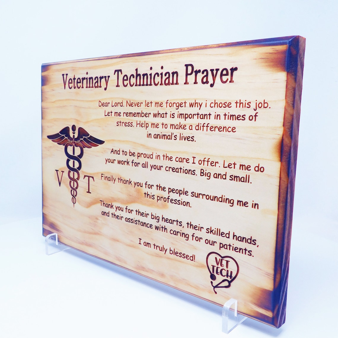 Vet Tech Prayer Plaque Veterinary Technician Appreciation Etsy