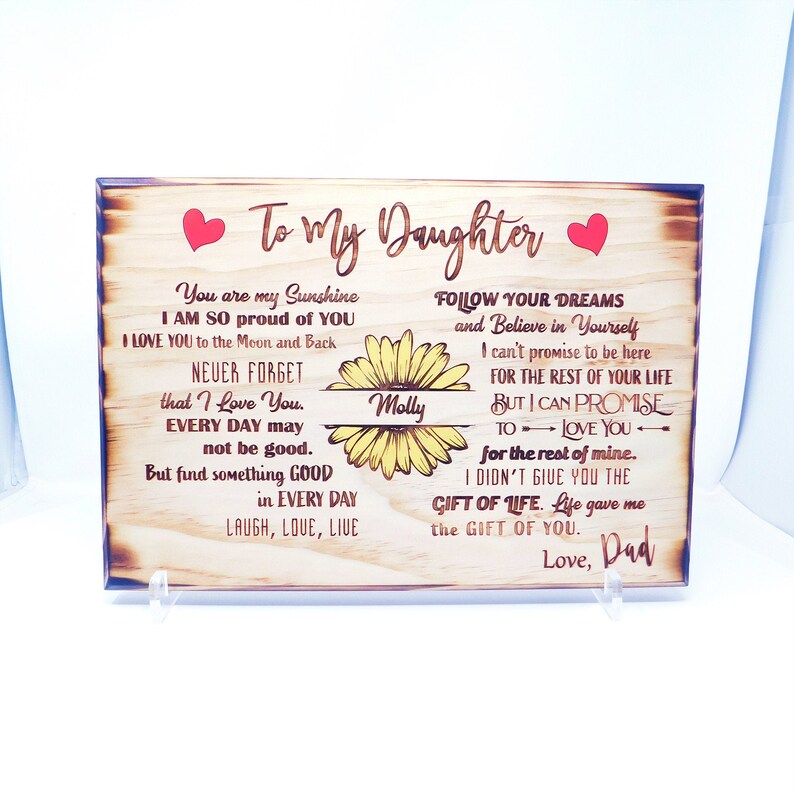 Personalized to My Daughter Plaque Gift From Parents Etsy