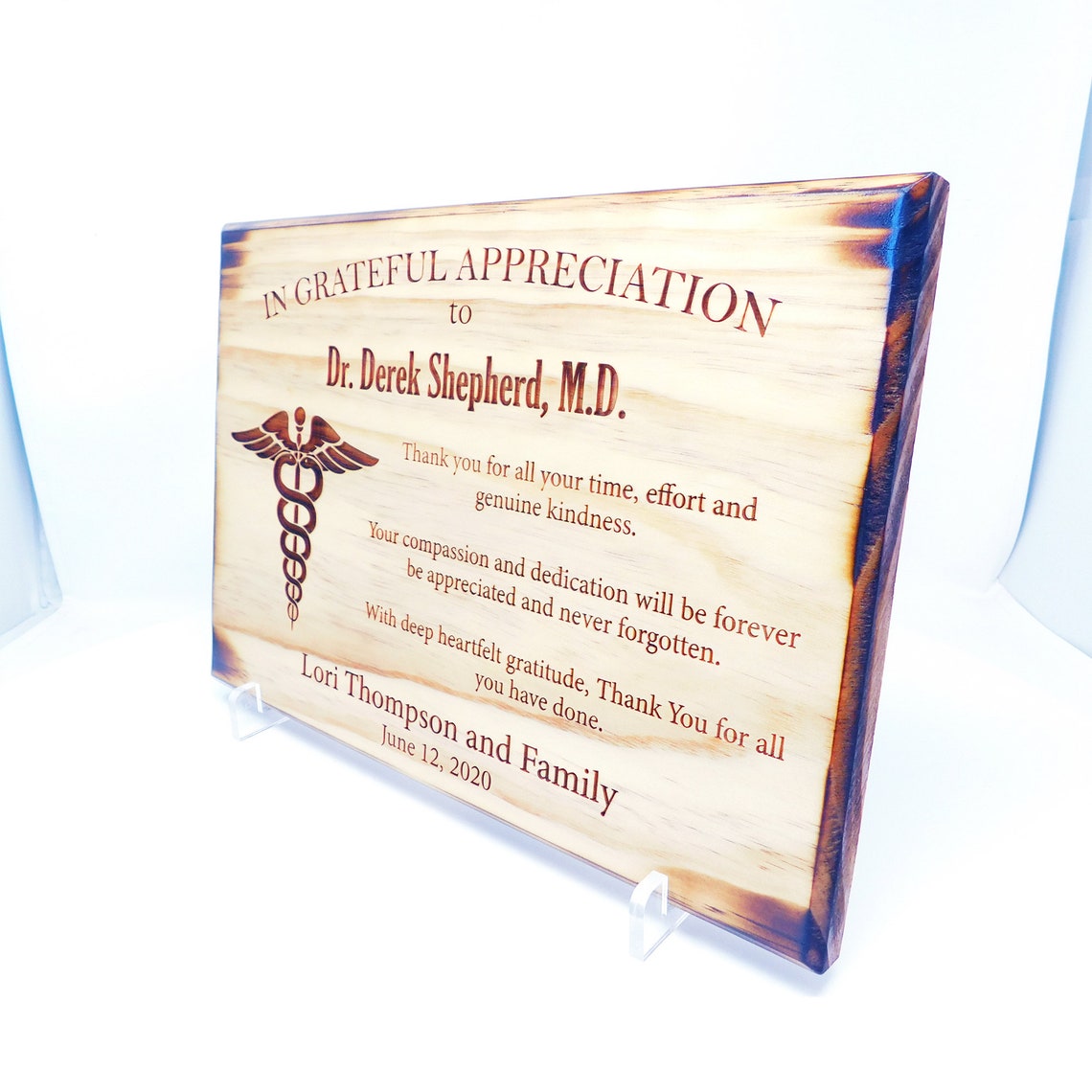 Doctor Appreciation Plaque MD Thank You Recognition Gift Etsy
