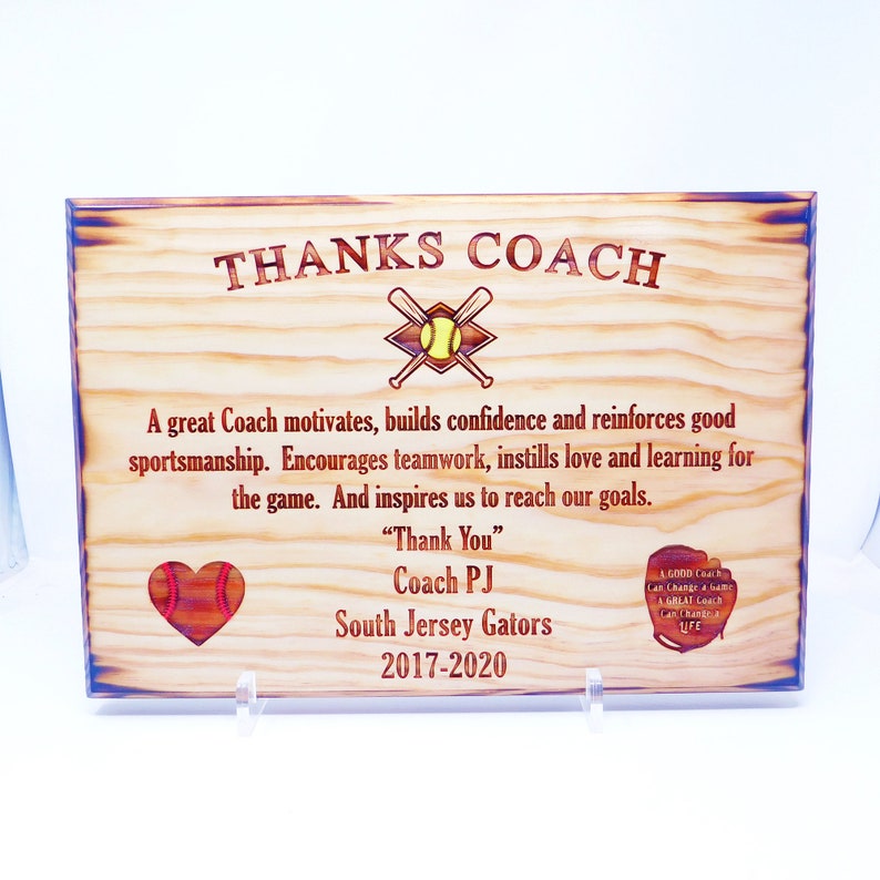 Coach Thank You Plaque Season Ending Gift From Team Coach Etsy