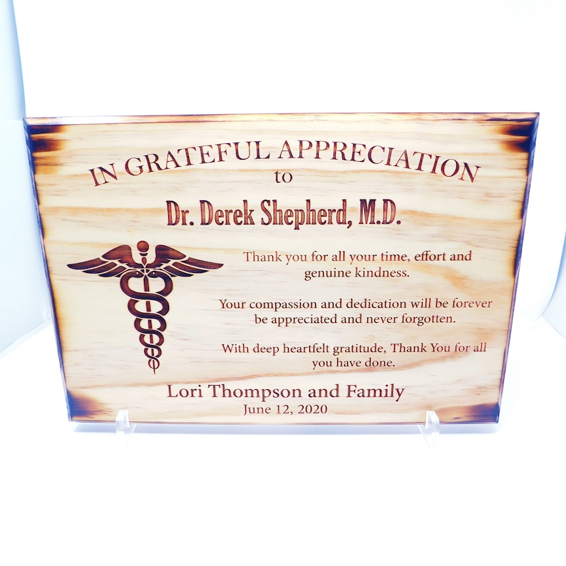 Doctor Appreciation Plaque MD Thank You Recognition Gift Etsy