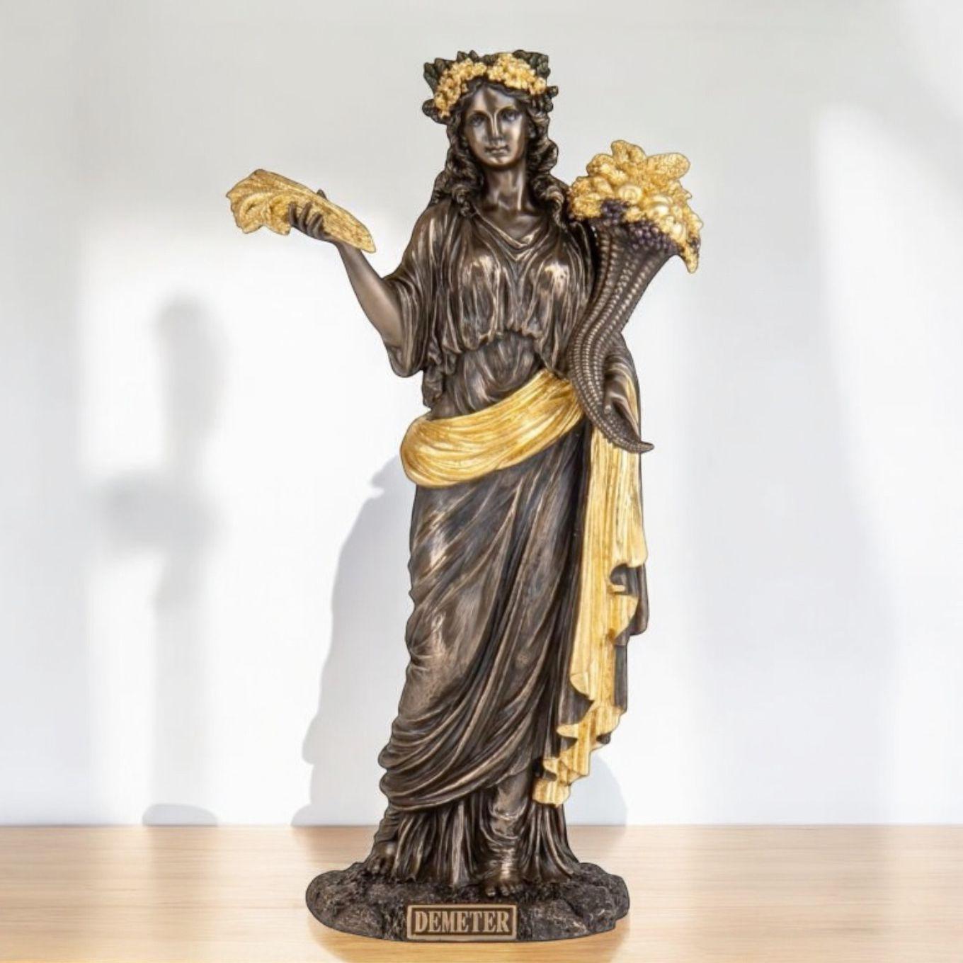Demeter Statue, Bronze Plated Polystone Figurine, Goddess of Fertility ...