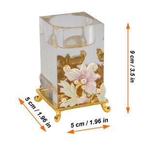 Glass Candle Holder Floral Tea Light Holder Crystal Style Candlestick Romantic Wedding Decor Elegant Gift for Her Home Decor Luxury Accent image 2