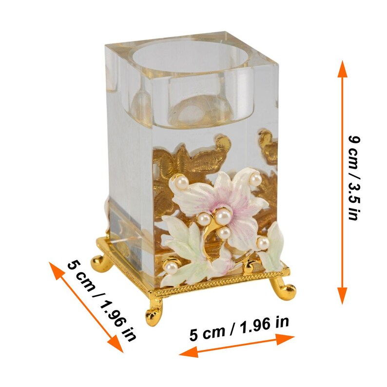 Glass Candle Holder Floral Tea Light Holder Crystal Style Candlestick Romantic Wedding Decor Elegant Gift for Her Home Decor Luxury Accent image 2
