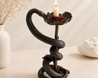 Schlange Kerzenhalter Gothic Dekor Bronze Schlange Kerzenständer Academia Altar Dekor Witchy Wohnkultur Pagan Geschenk