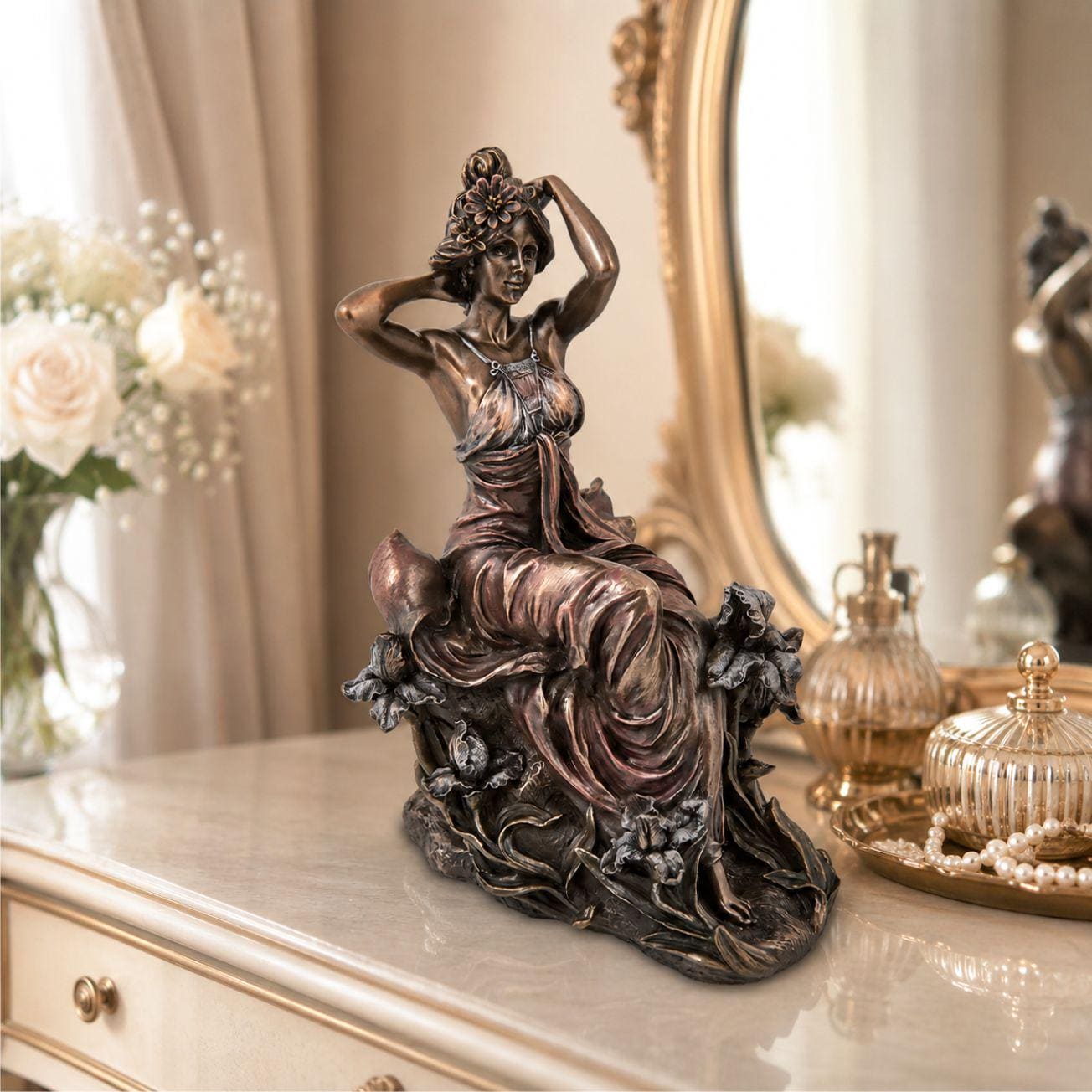 Bronze Sitting Lady Statue - Etsy