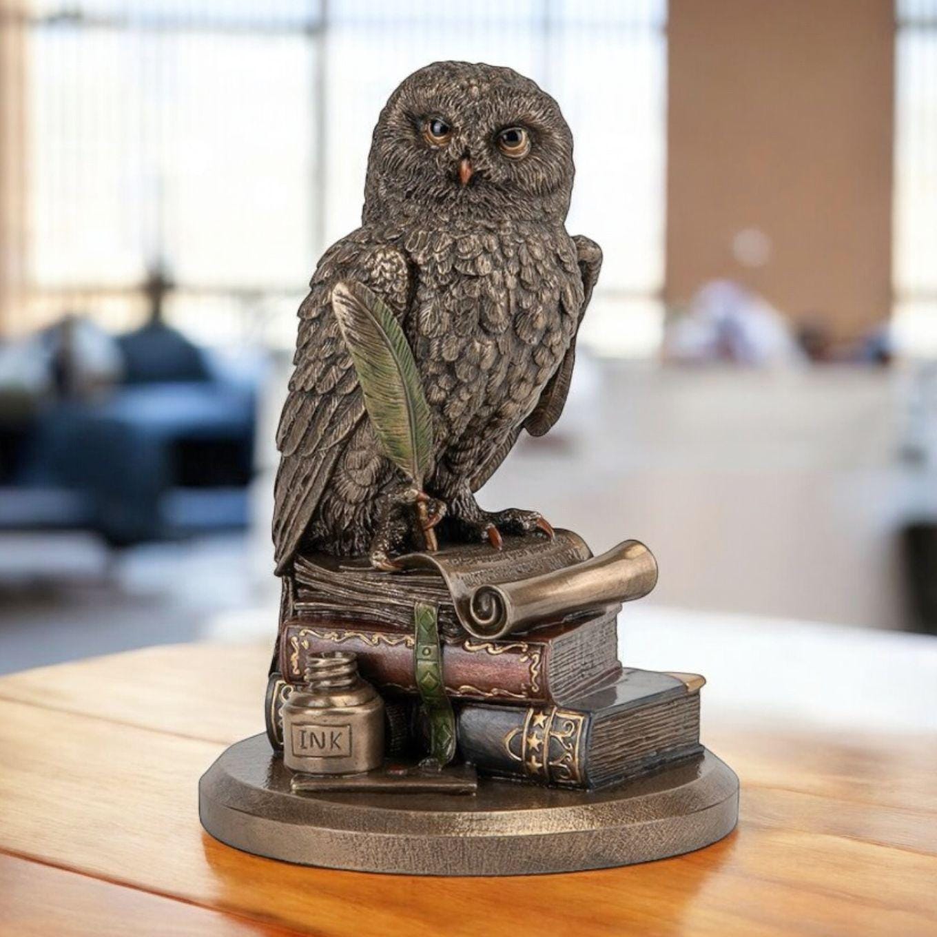 フクロウの石像　置物 楽天市場】高さ33cm ふくろう オブジェ ガーデンオーナメント