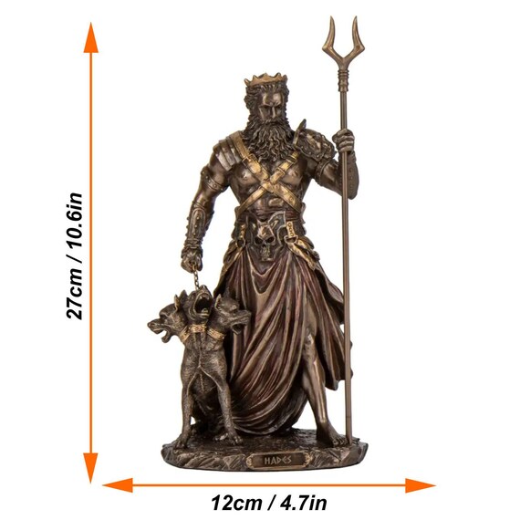 Hades Statue, God of Underworld, Bronze Plated Polystone Figurine