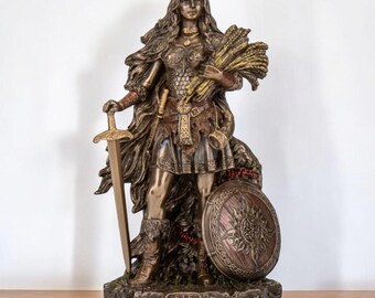 Goddess Sif Statue, Bronze Plated Polystone, Scandinavian Decor
