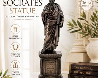 Socrates Statue Greek Philosopher Sculpture Bronze Style Thinker Figurine Ancient Greece Decor Library Office Gift 36 cm Art