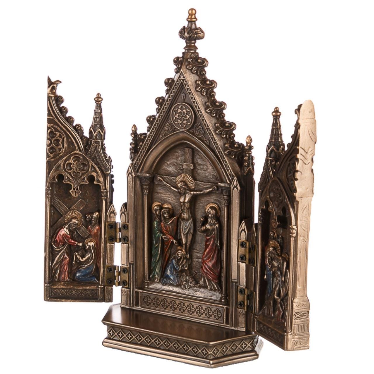 Catholic Triptych Shrine Crucifix Altar Sacred Jesus Chapel Gothic ...