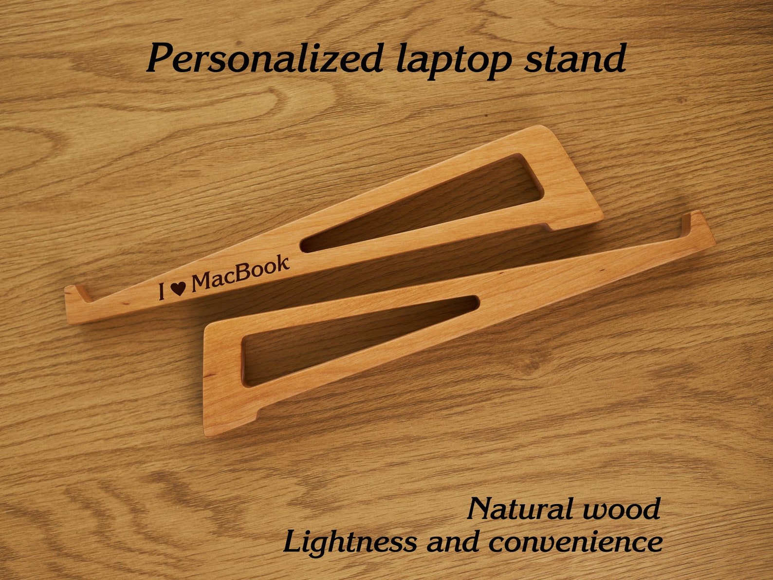 Personalized Oak Laptop Stand, Ergonomic Wooden Laptop Riser - Etsy