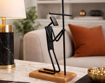 Regalo perfecto para papá, regalo único para él, escultura de hombre orando, regalo espiritual significativo, decoración minimalista de metal, el mejor regalo para el Día del Padre