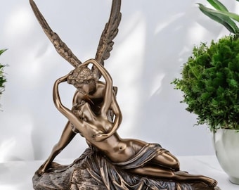 Amur and Psyche Statue, Bronze Finish Polystone, Greek Mythology Decor
