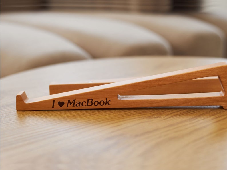 Personalized Oak Laptop Stand, Ergonomic Wooden Laptop Riser - Etsy