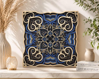 Layered Mandala Wall Art,3D Wooden Mandala,Sacred Geometry Decor,Laser Cut Wood Art, Spiritual Wall Decor,Meditation Art,Luxury Wall Hanging