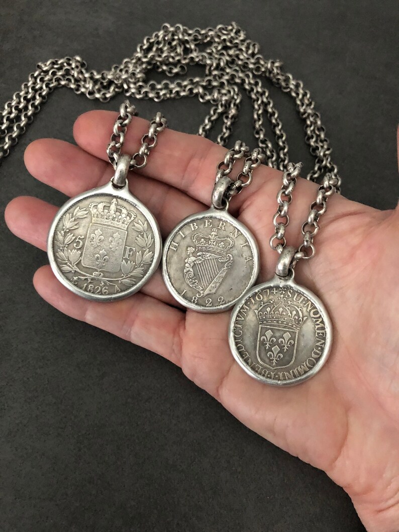 Vieux Collier de pièces de monnaie Bijoux en argent européen Etsy