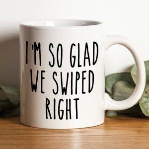 16 oz Travel Coffee Mug I'm So Glad We Swiped Right Girlfriend Boyfriend 
