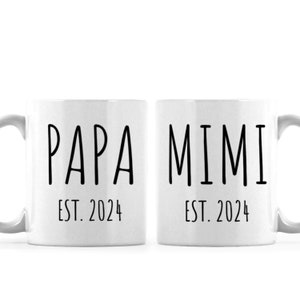 Papa Mimi Grandparents Gift, Personalized Name Coffee Mug for New Grandma, New Grandpa, Pregnancy Announcement, Papa Nana Christmas Gifts