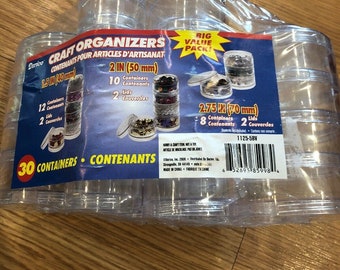 Craft Organizers Mini Stackable Plastic Containers Set-Clear Round