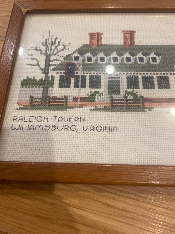Vtg Completed cross stitch picture Raleigh tavern Williamsburg Etsy