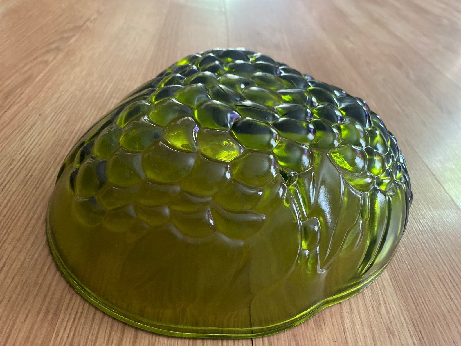 Vintage Green Glass Grape Bowl Etsy