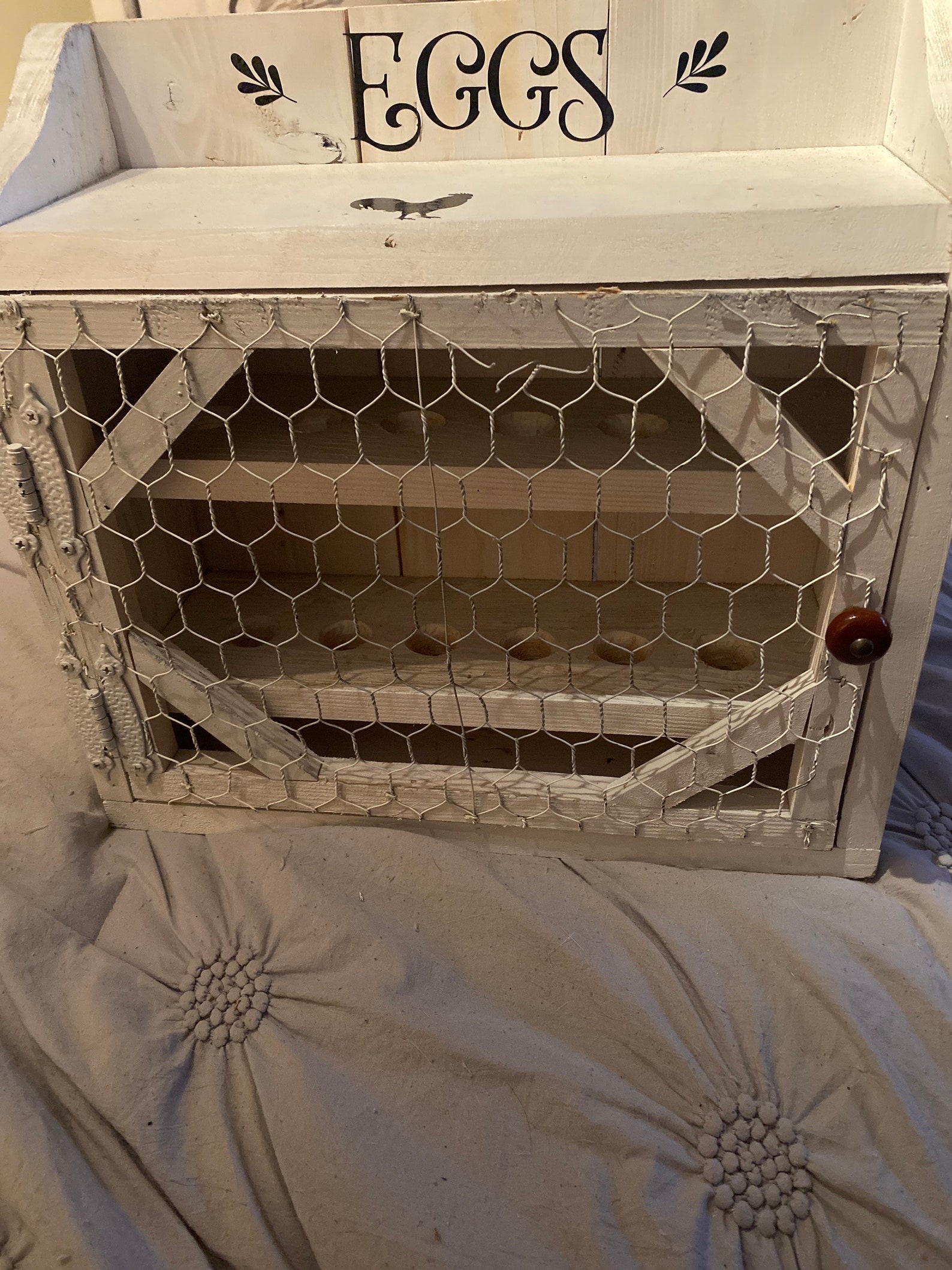 Vintage chicken wire white wood handmade Etsy