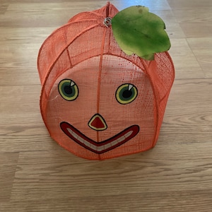 VTG Food Cover Screen Orange Halloween Party Pumpkin Jack O Lantern