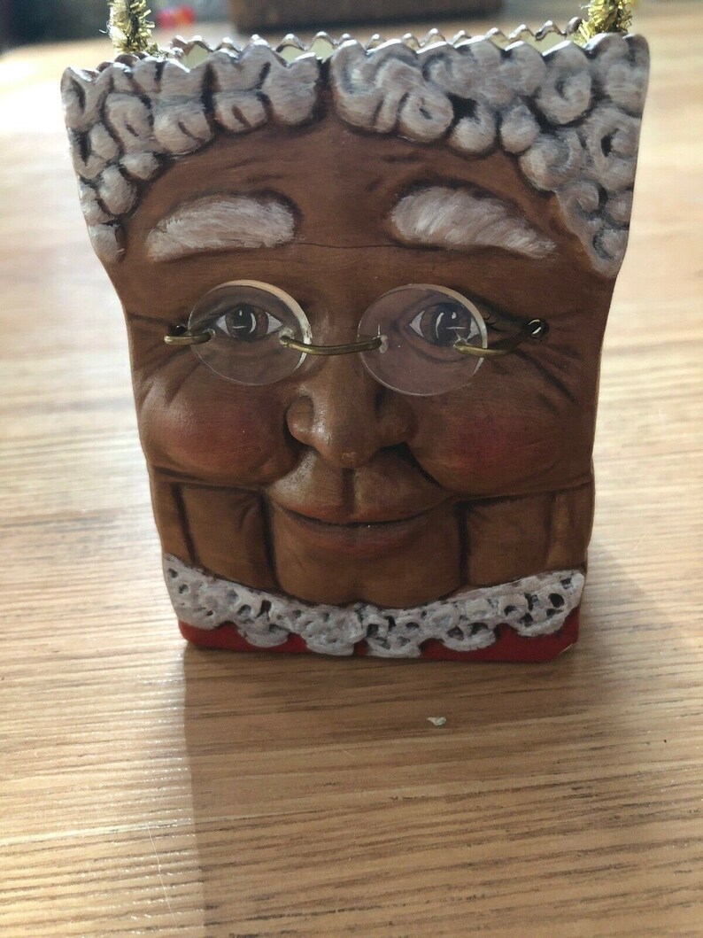 Vintage Ceramic Santa Clause And Mrs Clause Bag Container