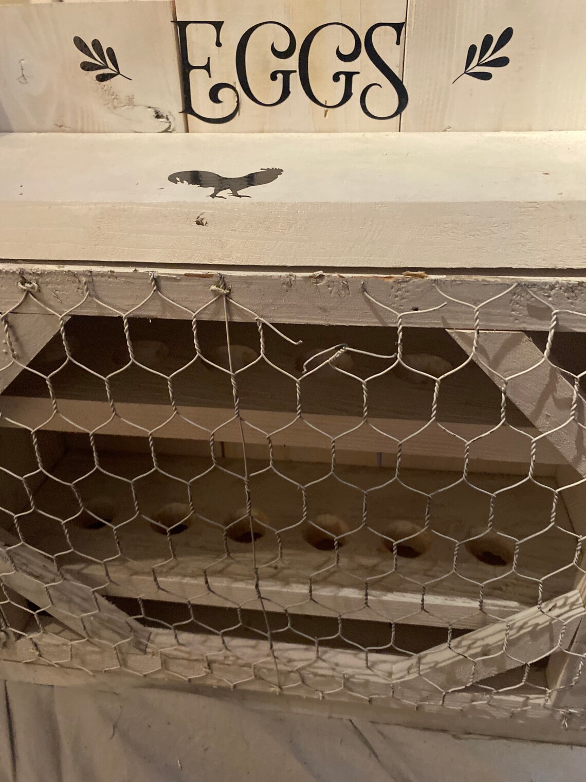 Vintage chicken wire white wood handmade Etsy