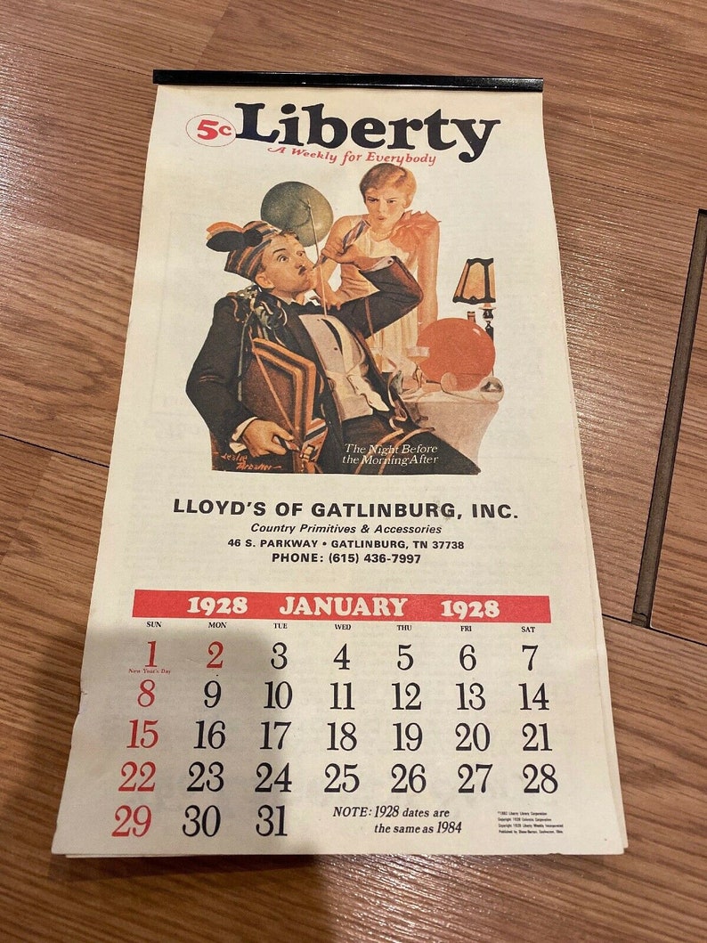 Vintage Liberty Weekly Calendar 1928/1984 From Lloyds Of Etsy