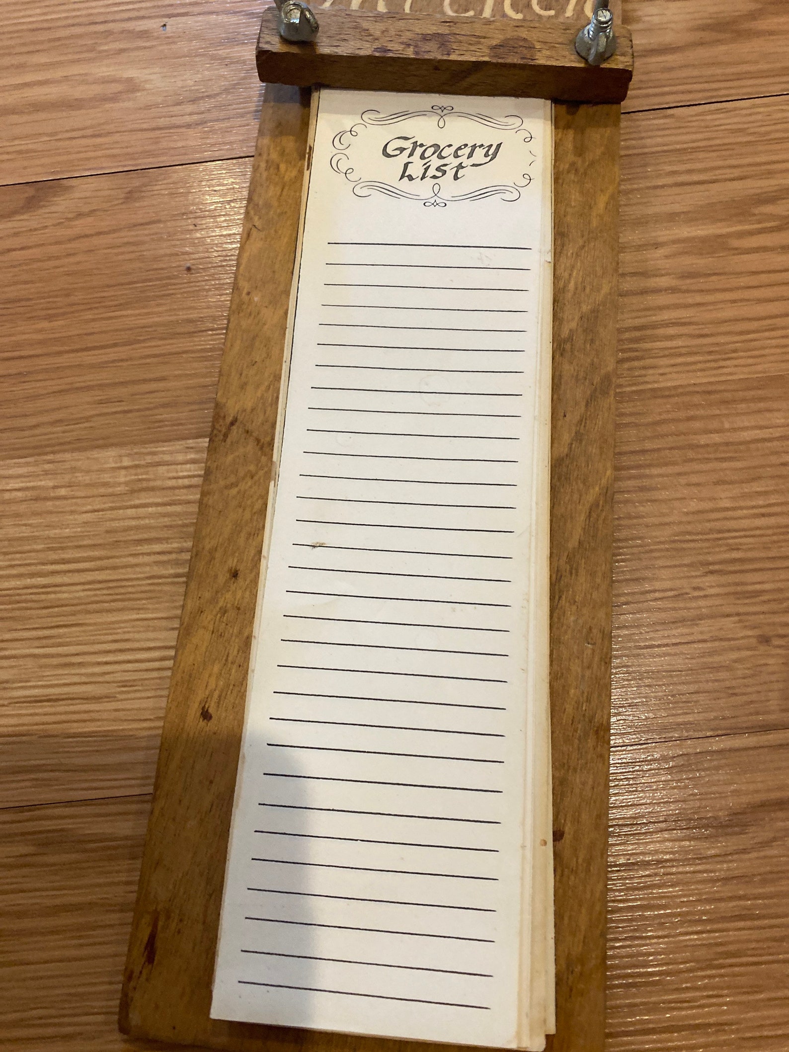Vintage Wood Wall Mount Note Pad Grocery List Holder Moms Etsy