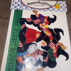 Vtg Ragamuffins Iron- On Transfer Witches Flight Academy NIP - 1992